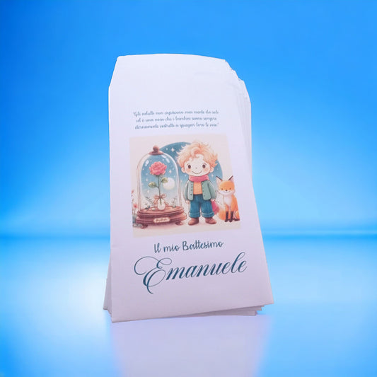 50 Sacchetti in carta tema Il Piccolo Principe, battesimo, nascita, compleanno. Confettata bambino Bustine per confetti Prima Comunione