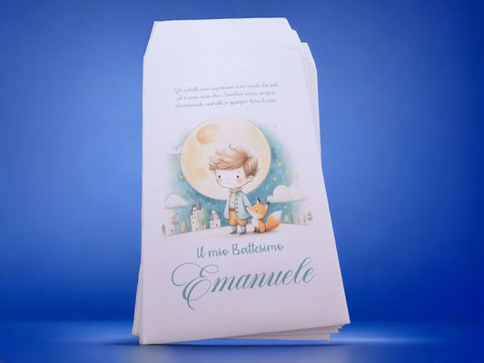 50 Sacchetti in carta tema Il Piccolo Principe, battesimo, nascita, compleanno. Confettata bambino Bustine per confetti Prima Comunione