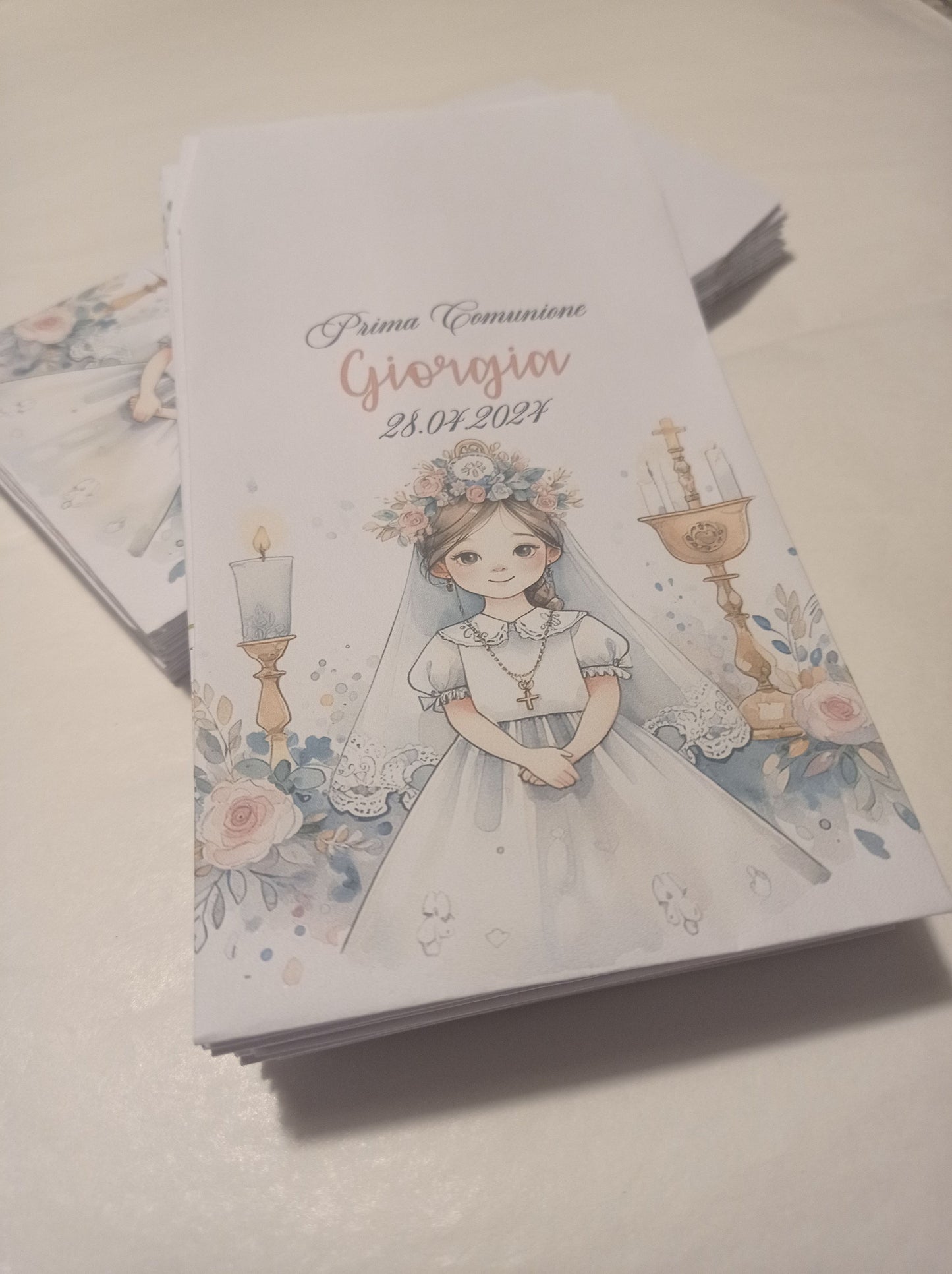 50 Sacchetti in carta, bustine confettata prima comunione bambina. Sacchetto per confetti o caramelle. Bomboniera, fine festa personalizzato