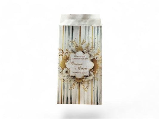 50 sacchetti personalizzati carta bianc, bustine confetti