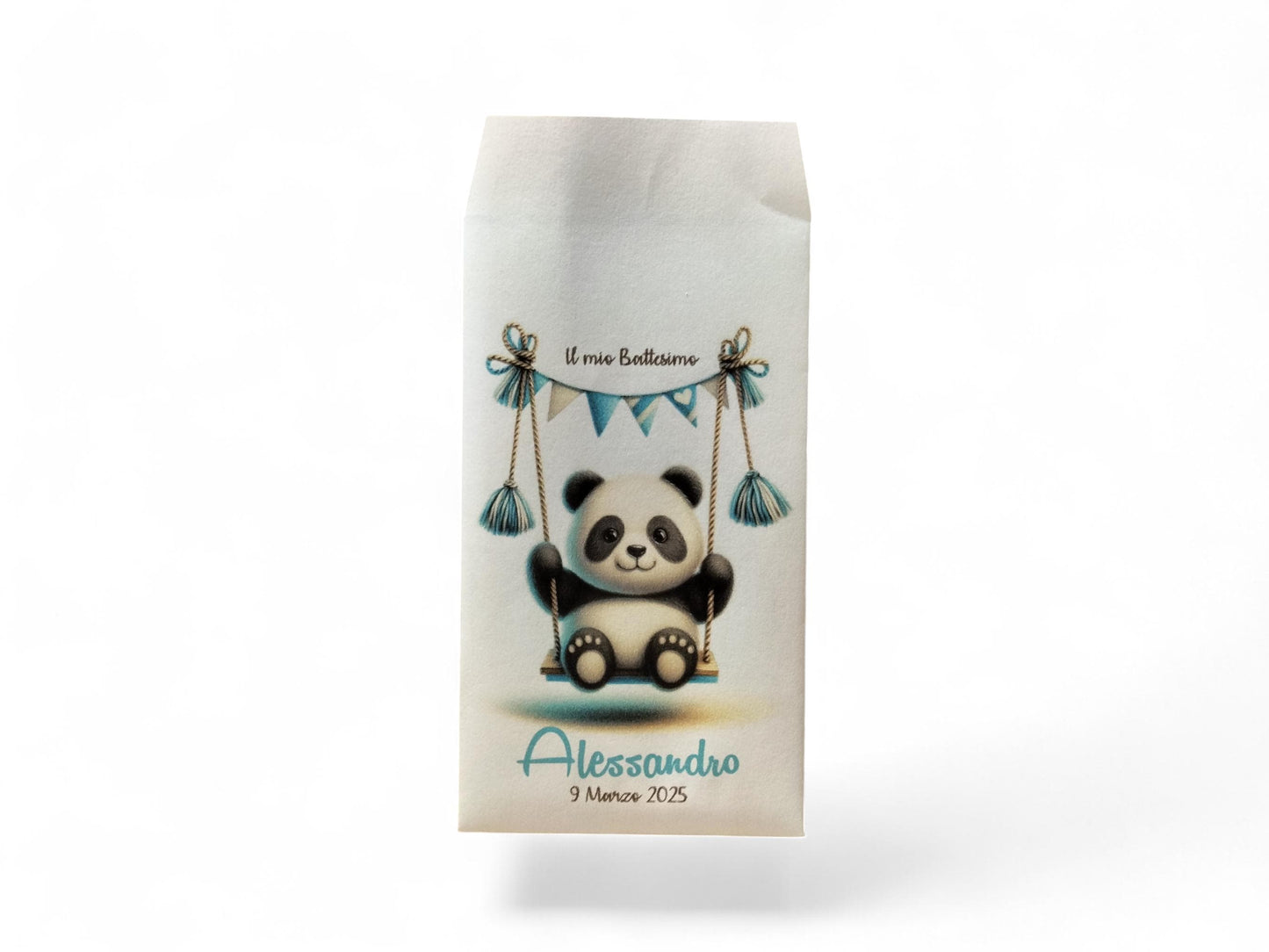 Sacchetti Confetti Panda Personalizzati - Bomboniere Battesimo Nascita Comunione - 50 Pezzi Plastic Free Kawaii