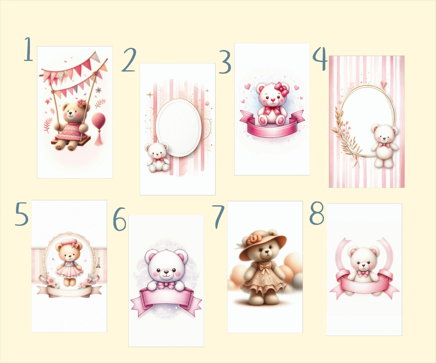 50 sacchetti in carta, Tema orsetto rosa, per battesimo, nascita compleanno bambina