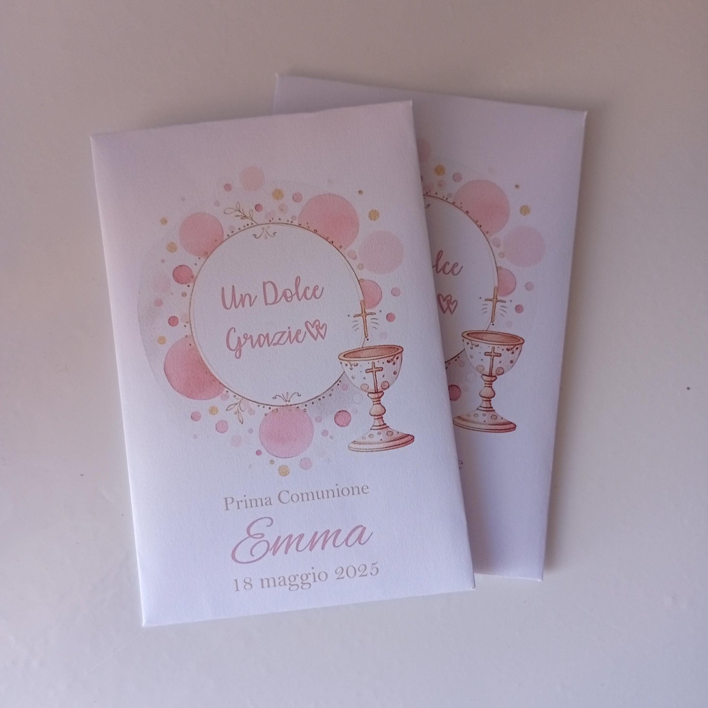 50 Sacchetti in carta, bustine confettata prima comunione bambina. Sacchetto per confetti o caramelle. Bomboniera, fine festa personalizzato