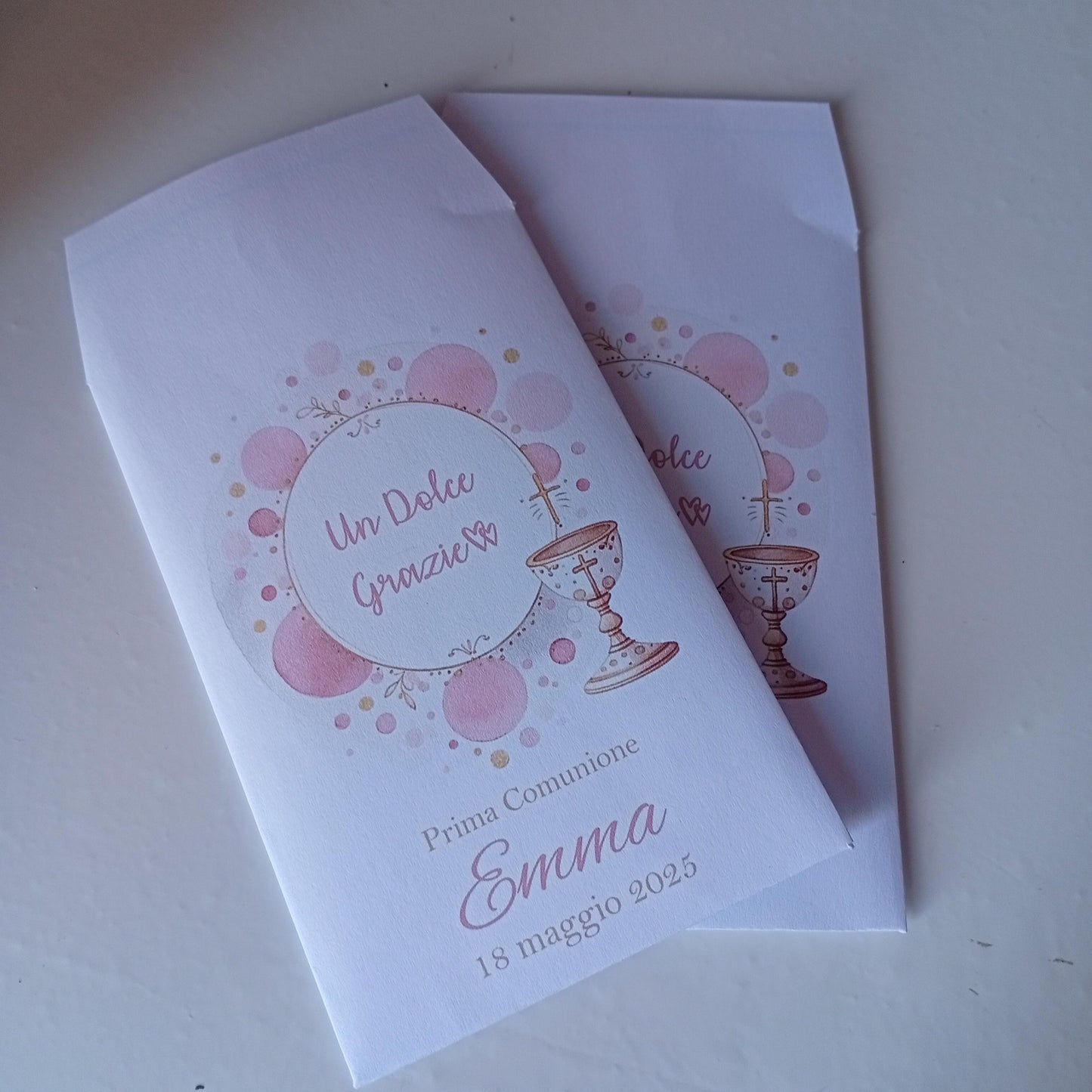 50 Sacchetti in carta, bustine confettata prima comunione bambina. Sacchetto per confetti o caramelle. Bomboniera, fine festa personalizzato