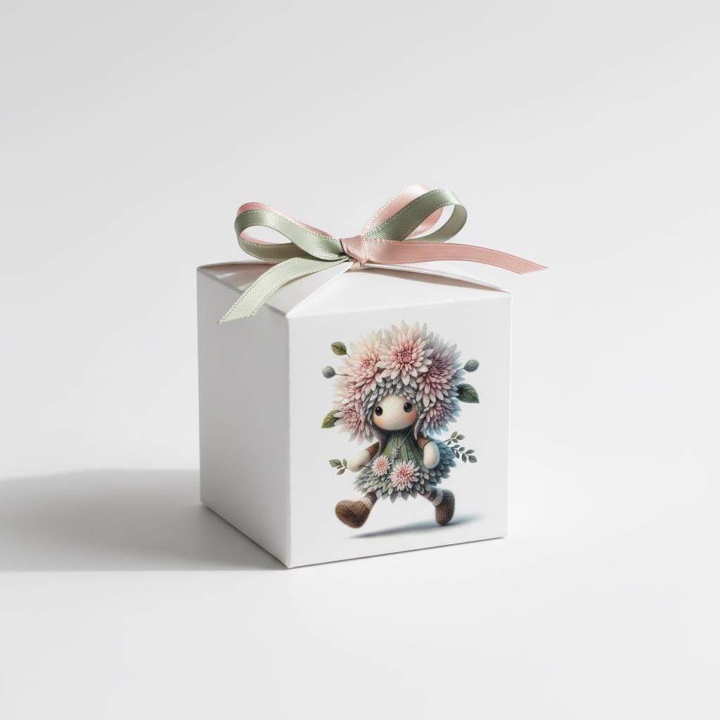 Scatoline portaconfetti Fatine – Cubo 6x6x6 cm – Prima Comunione / Battesimo Bambina – 12 design – Personalizzabili