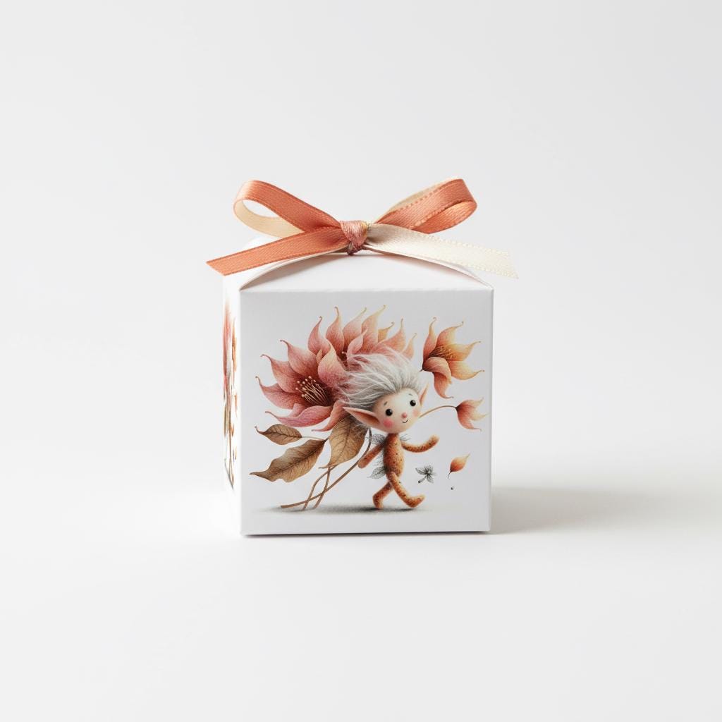 Scatoline portaconfetti Fatine – Cubo 6x6x6 cm – Prima Comunione / Battesimo Bambina – 12 design – Personalizzabili