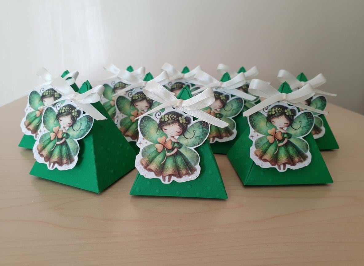 Portaconfetti piramide con tag personalizzabile con nome e data. Prima Comunione, Battesimo.