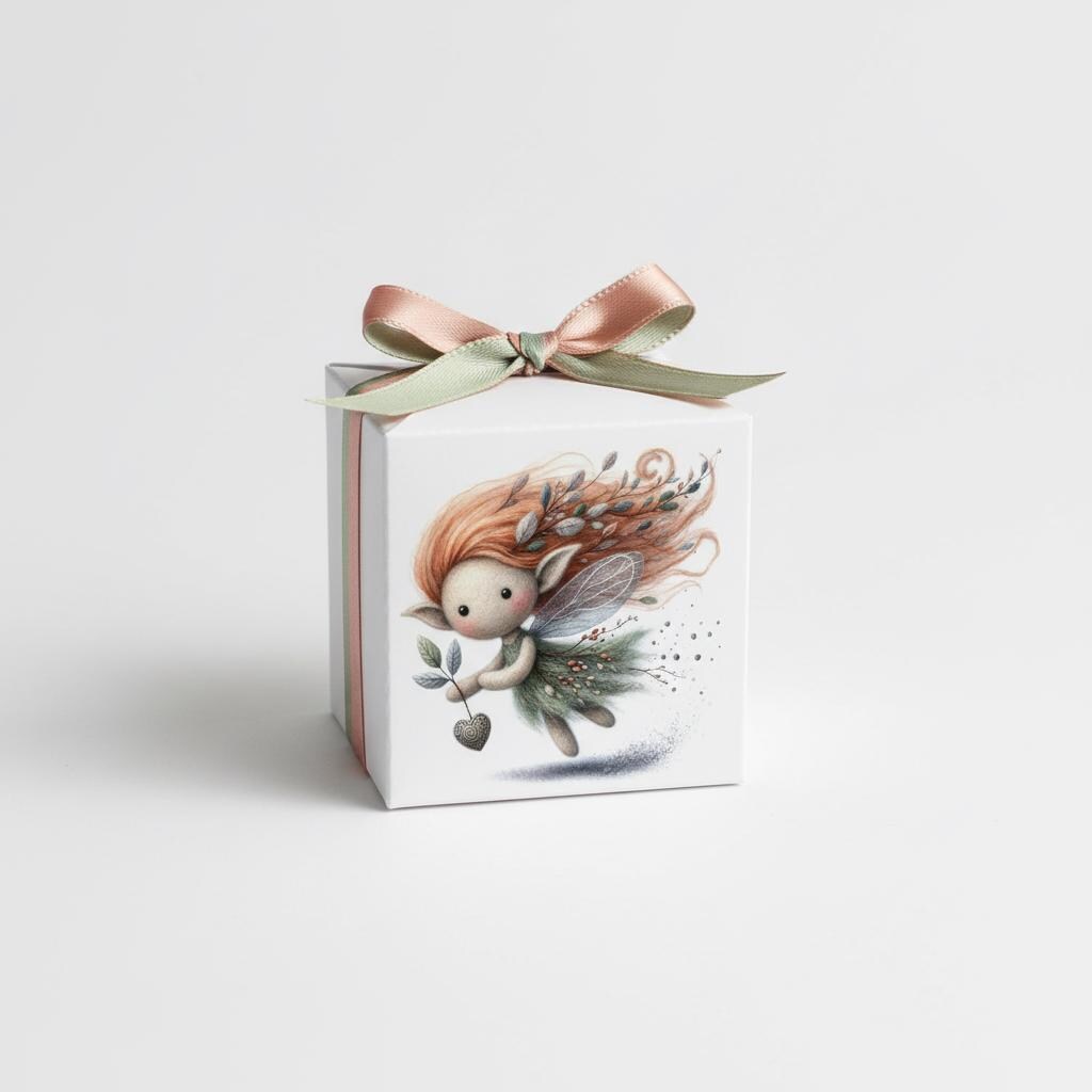 Scatoline portaconfetti Fatine – Cubo 6x6x6 cm – Prima Comunione / Battesimo Bambina – 12 design – Personalizzabili