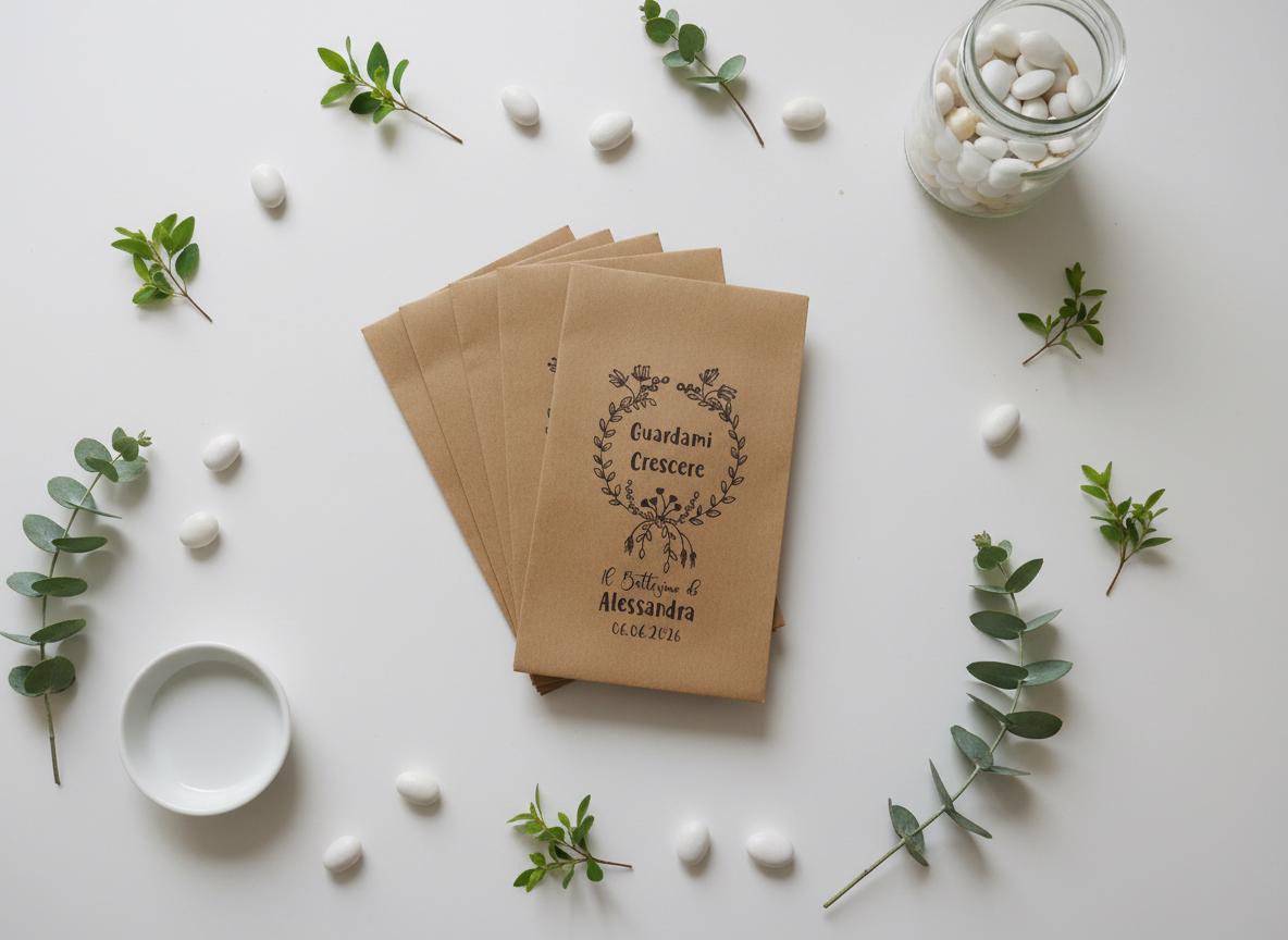 50 Sacchetti personalizzati in carta kraft Matrimonio Anniversario Logo Aziendale Frase del cuore