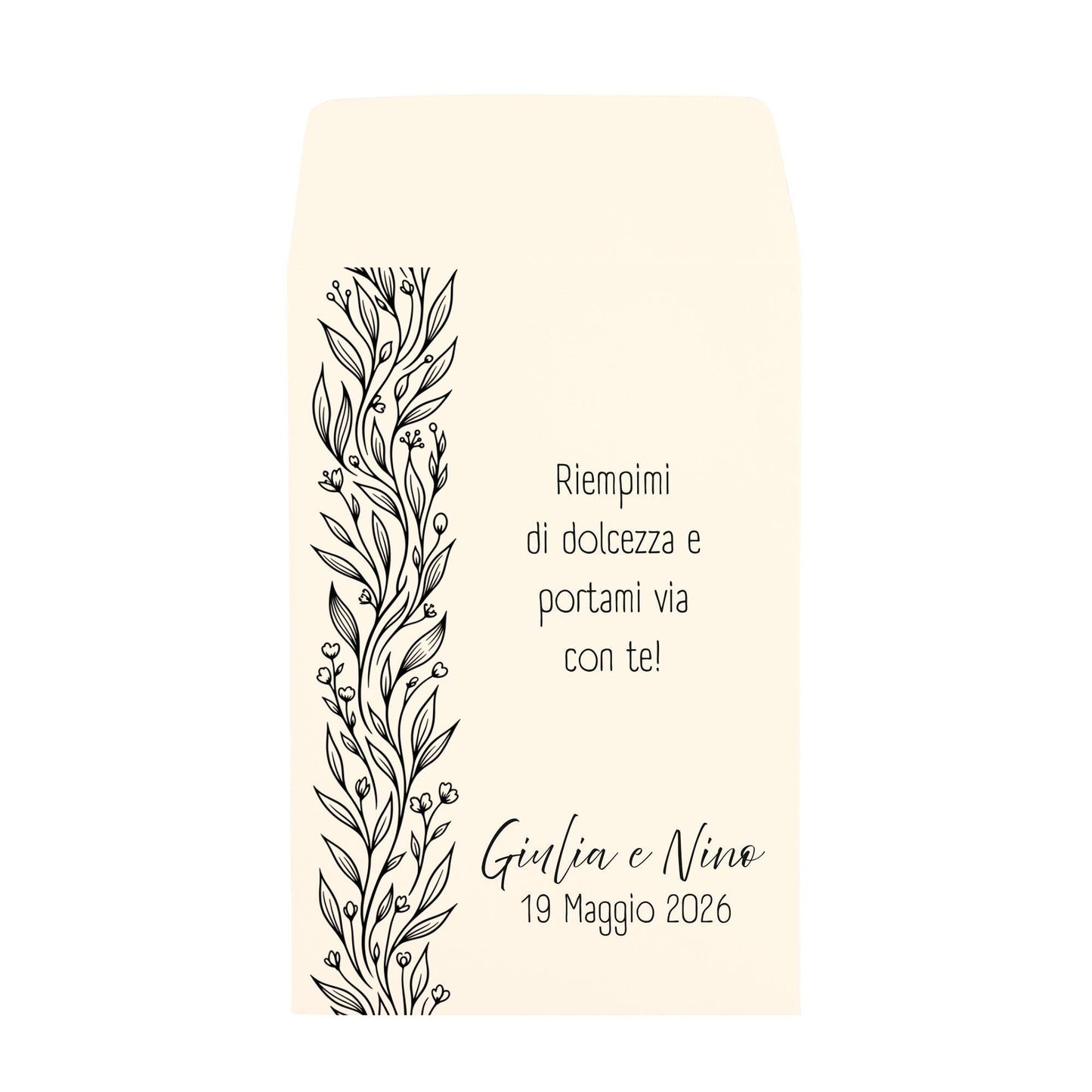 50 Sacchetti personalizzati in carta avorio Matrimonio. Bustine confettata. Sacchettini per confetti personalizzato.