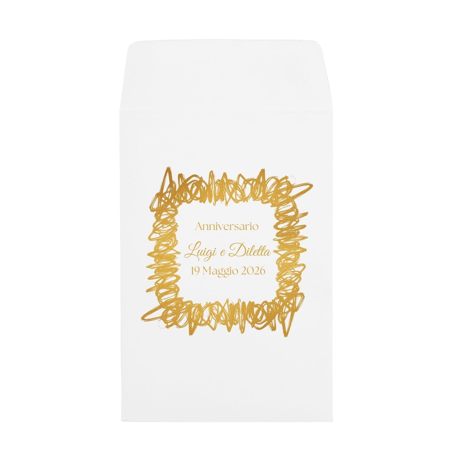 GoyStudio 50 sacchetti carta confetti personalizzabili. bustine bianche con stampa per matrimonio anniversario occasioni speciali