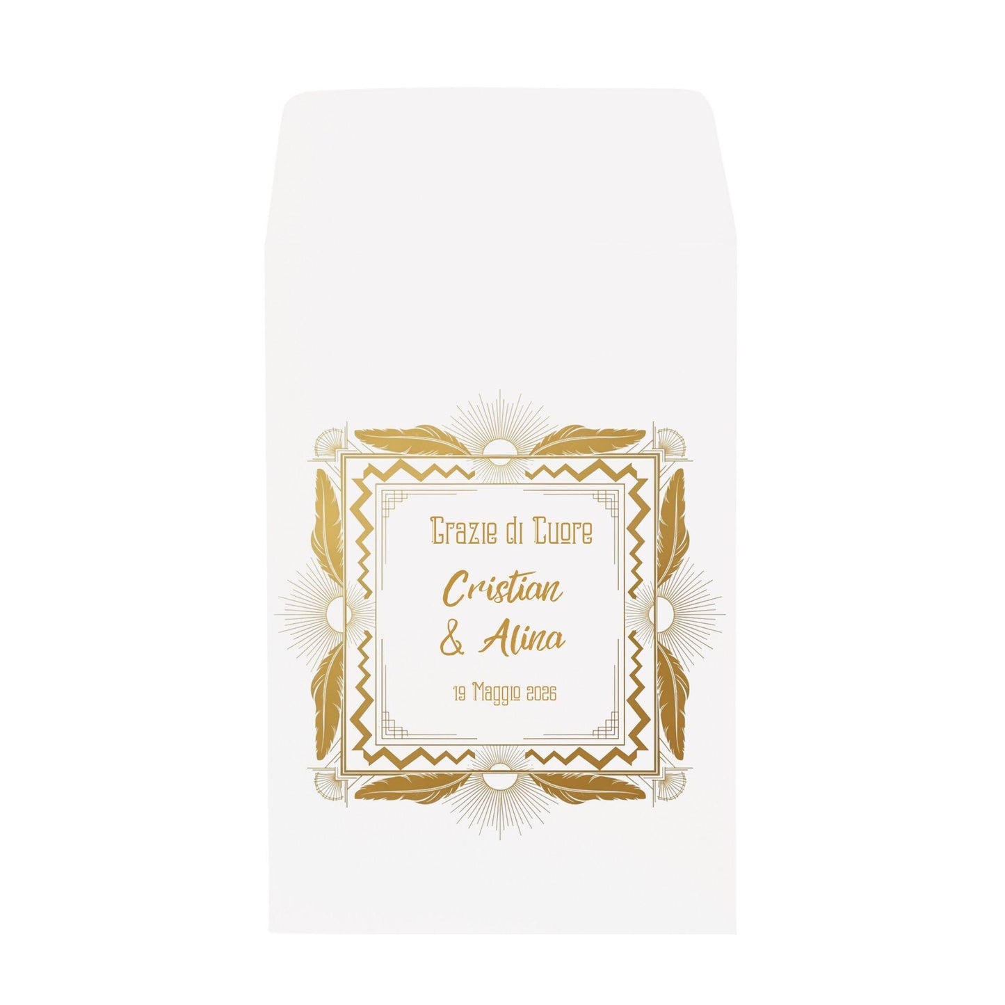 GoyStudio 50 sacchetti carta confetti personalizzabili. bustine bianche con stampa per matrimonio anniversario occasioni speciali