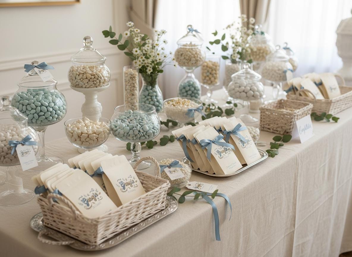 50 Sacchetti personalizzati in carta avorio Matrimonio. Bustine confettata. Sacchettini per confetti personalizzato.