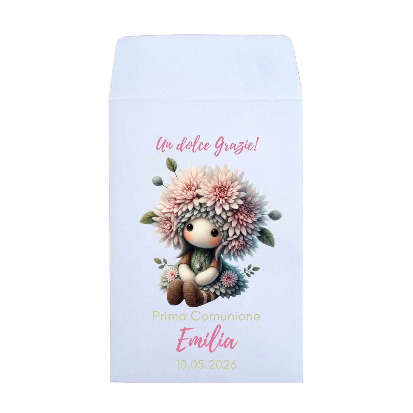 50 Sacchetti battesimo Bambina, bustine per confetti e confettata con fatine di fiori e farfalle.