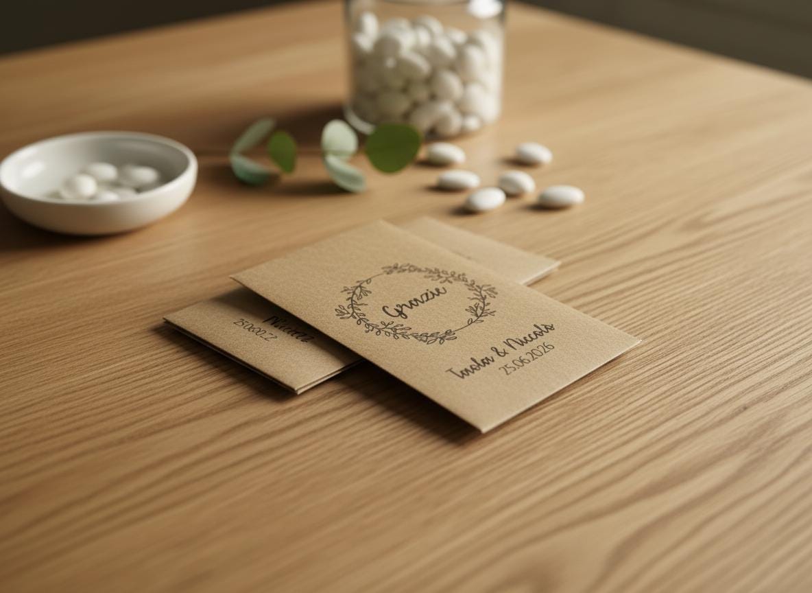 50 Sacchetti personalizzati in carta kraft Matrimonio Anniversario Logo Aziendale Frase del cuore