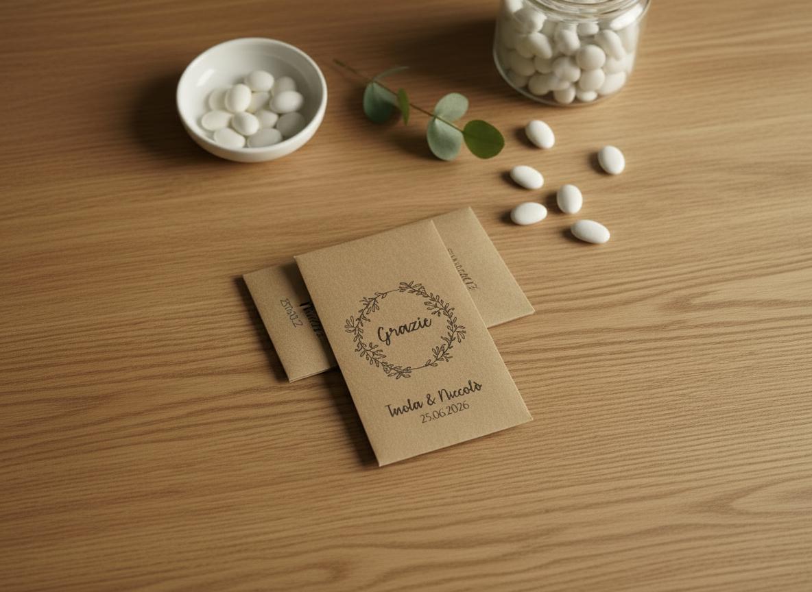 50 Sacchetti personalizzati in carta kraft Matrimonio Anniversario Logo Aziendale Frase del cuore
