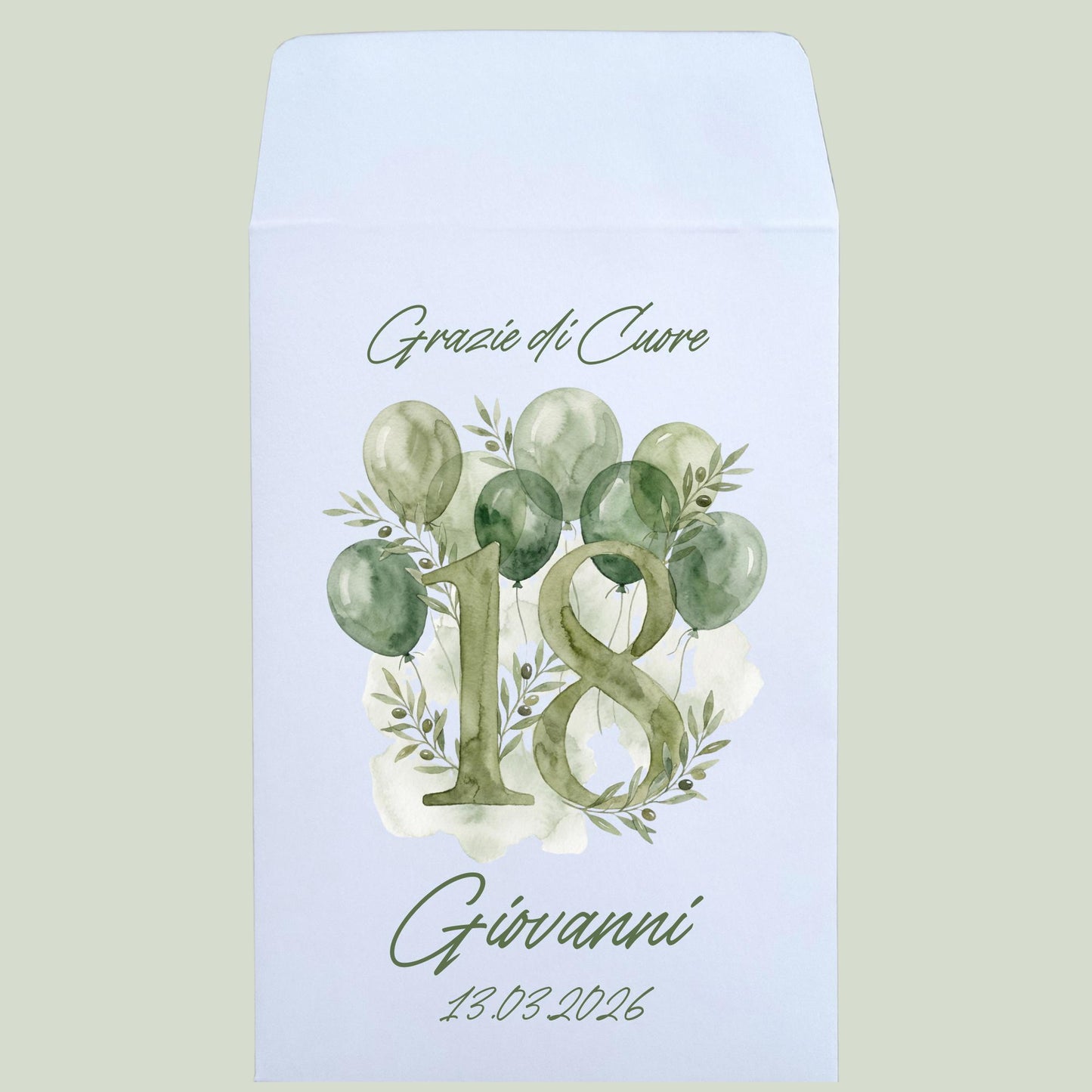 Sacchetti Confettata 18 Anni Personalizzati – Porta Confetti Eleganti Verde – Festa Diciottesimo