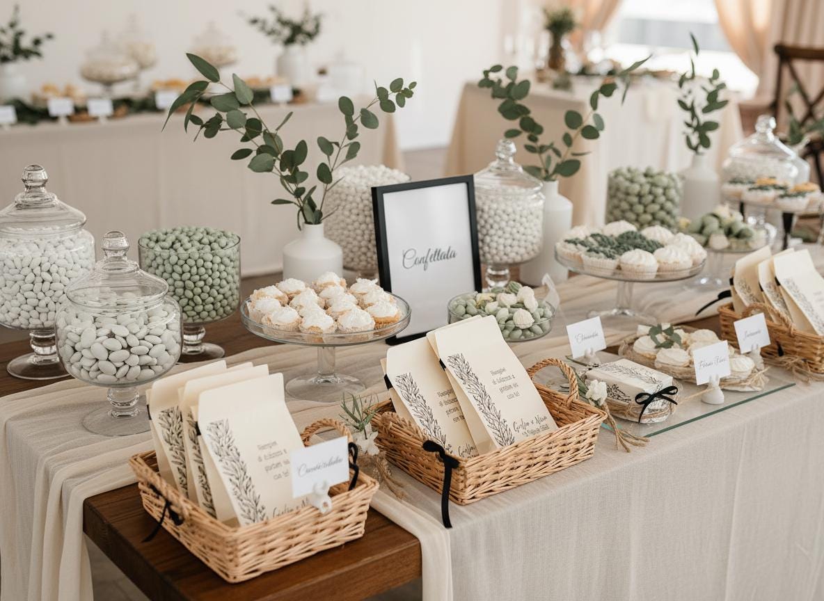 50 Sacchetti personalizzati in carta avorio Matrimonio. Bustine confettata. Sacchettini per confetti personalizzato.