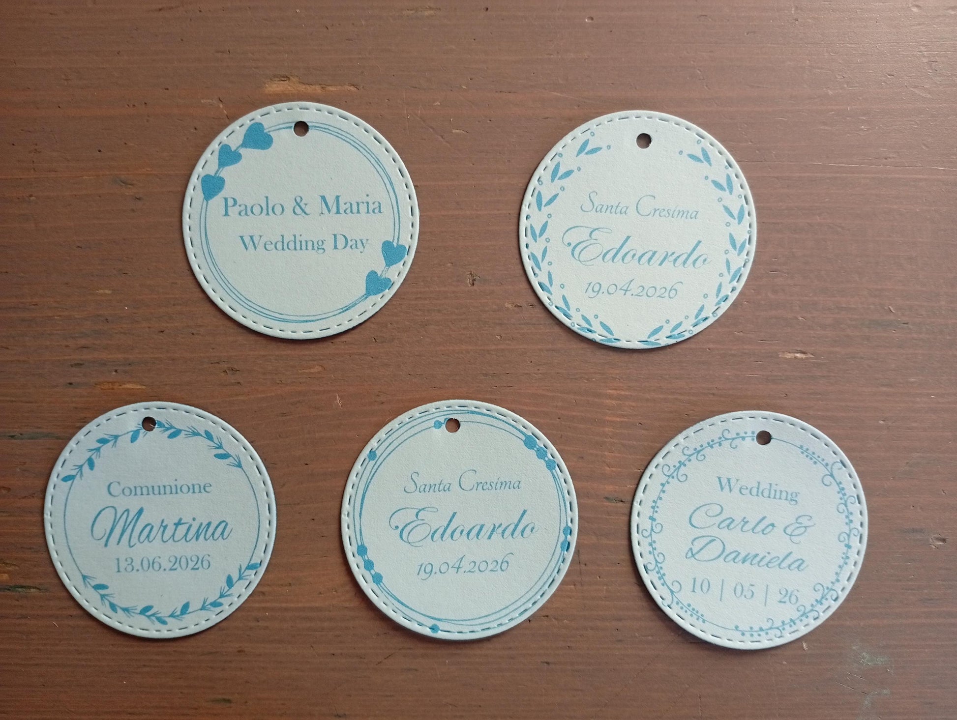 bigliettino bomboniera celeste matrimonio, cresima , battesimo e prima comunione. Stampa in azzurro personalizzato