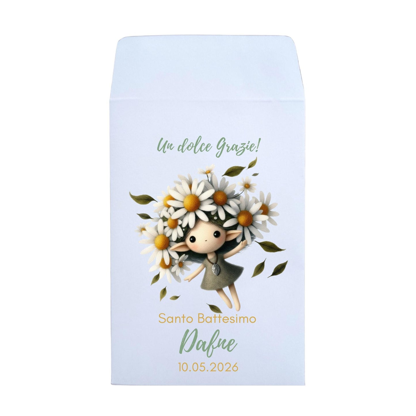 50 Sacchetti battesimo Bambina, bustine per confetti e confettata con fatine di fiori e farfalle.