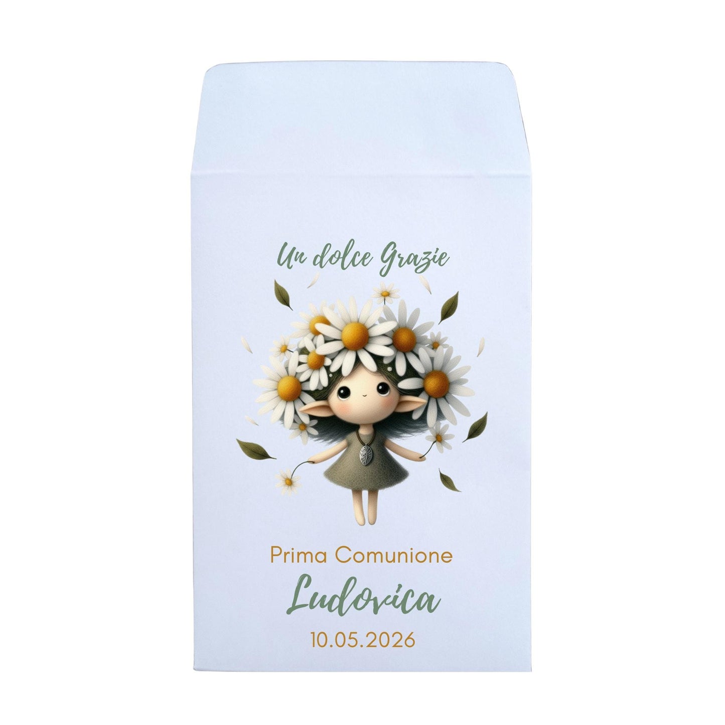 50 Sacchetti battesimo Bambina, bustine per confetti e confettata con fatine di fiori e farfalle.
