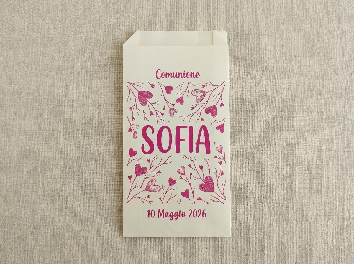 Sacchetti Confettata Personalizzati 50 pz. Bustine Confetti Battesimo Comunione Compleanno Bambina Avorio Panna