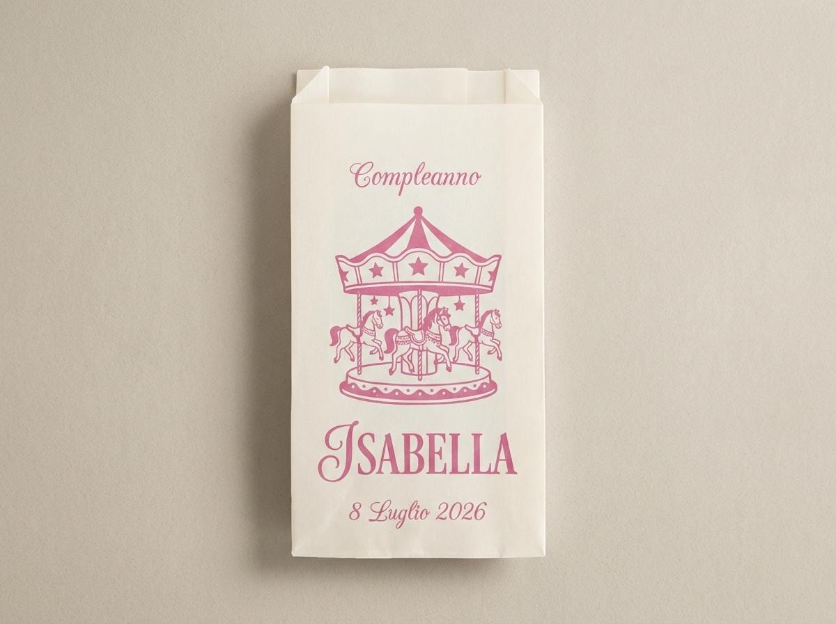 Sacchetti Confettata Personalizzati 50 pz. Bustine Confetti Battesimo Comunione Compleanno Bambina Avorio Panna