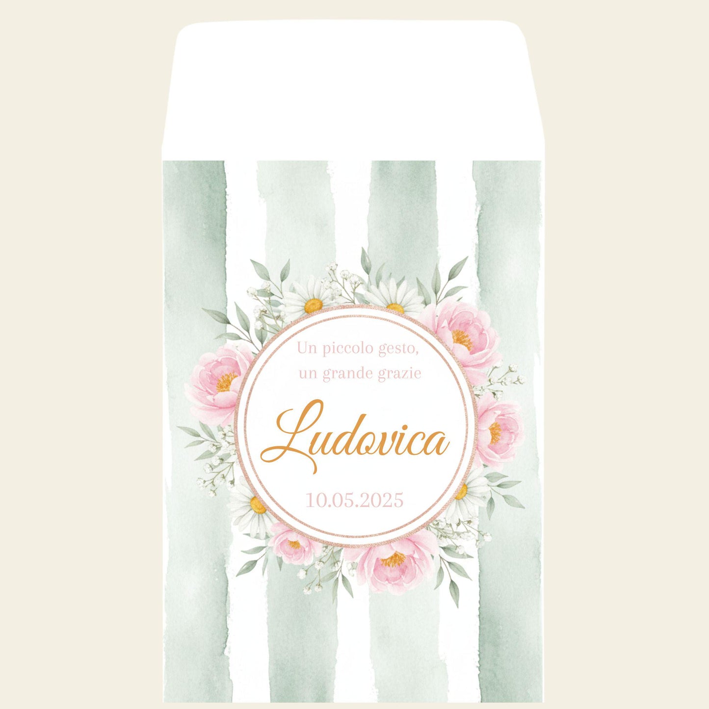 GoyStudio 50 sacchetti carta confetti personalizzabili. Bustine bianche con stampa per battesimo matrimonio anniversario occasioni speciali