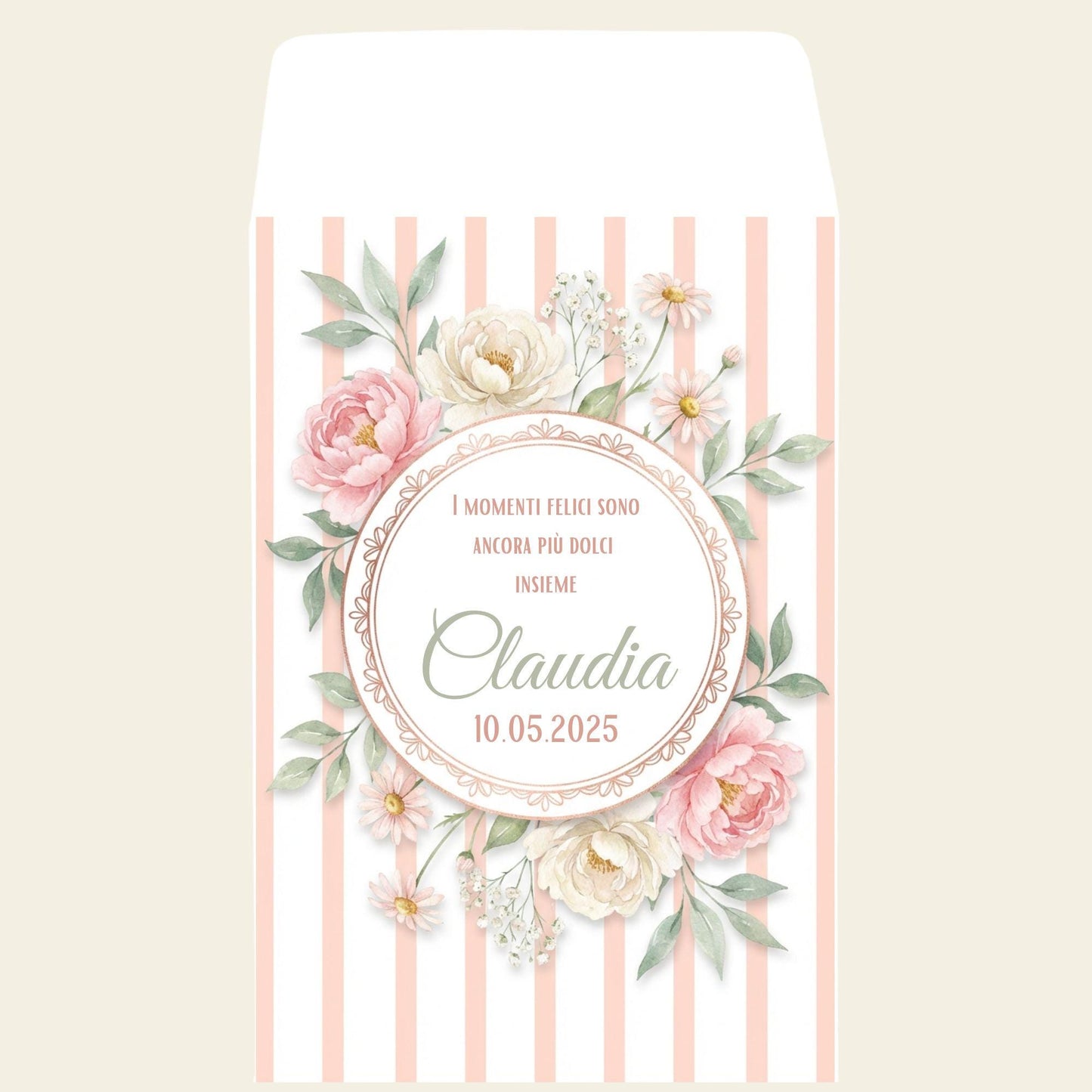GoyStudio 50 sacchetti carta confetti personalizzabili. Bustine bianche con stampa per battesimo matrimonio anniversario occasioni speciali