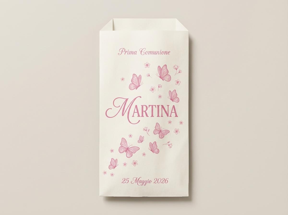 Sacchetti Confettata Personalizzati 50 pz. Bustine Confetti Battesimo Comunione Compleanno Bambina Avorio Panna