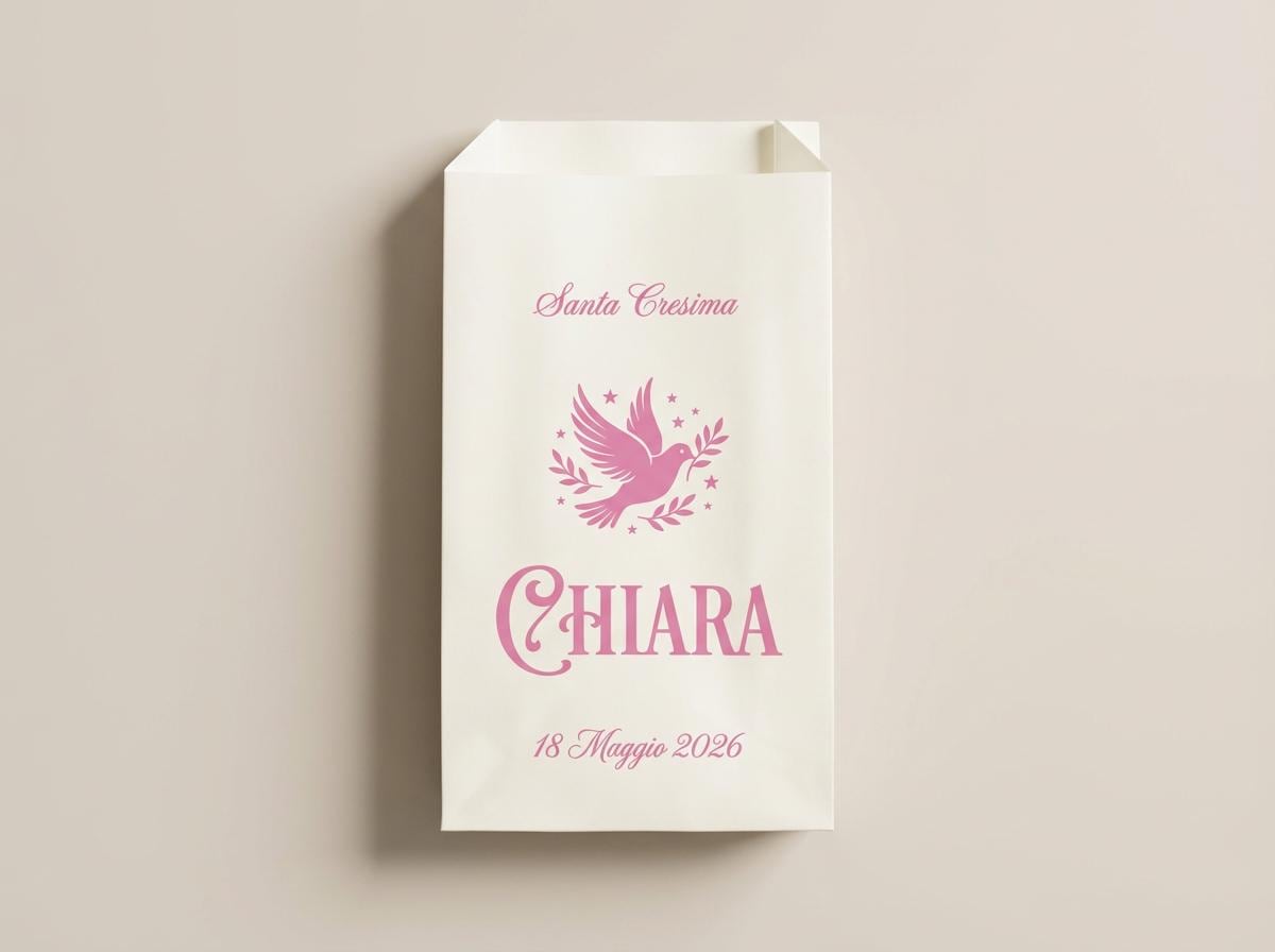 Sacchetti Confettata Personalizzati 50 pz. Bustine Confetti Battesimo Comunione Compleanno Bambina Avorio Panna