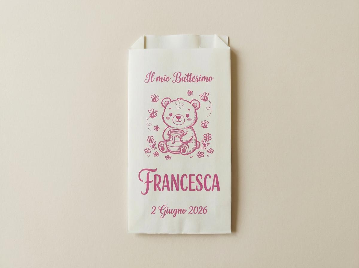 Sacchetti Confettata Personalizzati 50 pz. Bustine Confetti Battesimo Comunione Compleanno Bambina Avorio Panna