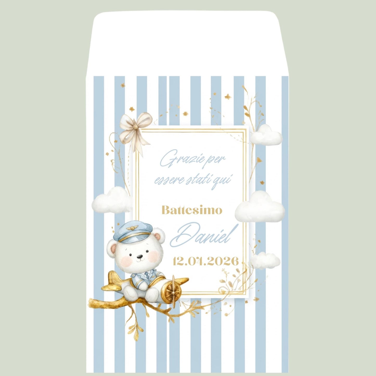 50 sacchettini in carta per battesimo,battesimo, nascita, primo compleanno  Tema orsetto rosa o celeste