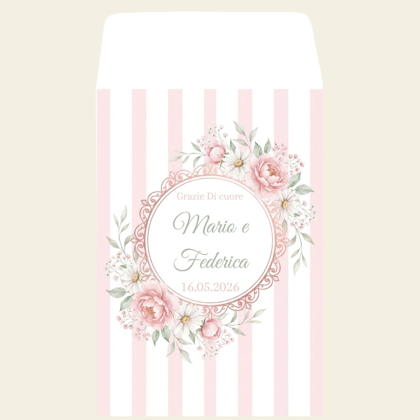 GoyStudio 50 sacchetti carta confetti personalizzabili. Bustine bianche con stampa per battesimo matrimonio anniversario occasioni speciali