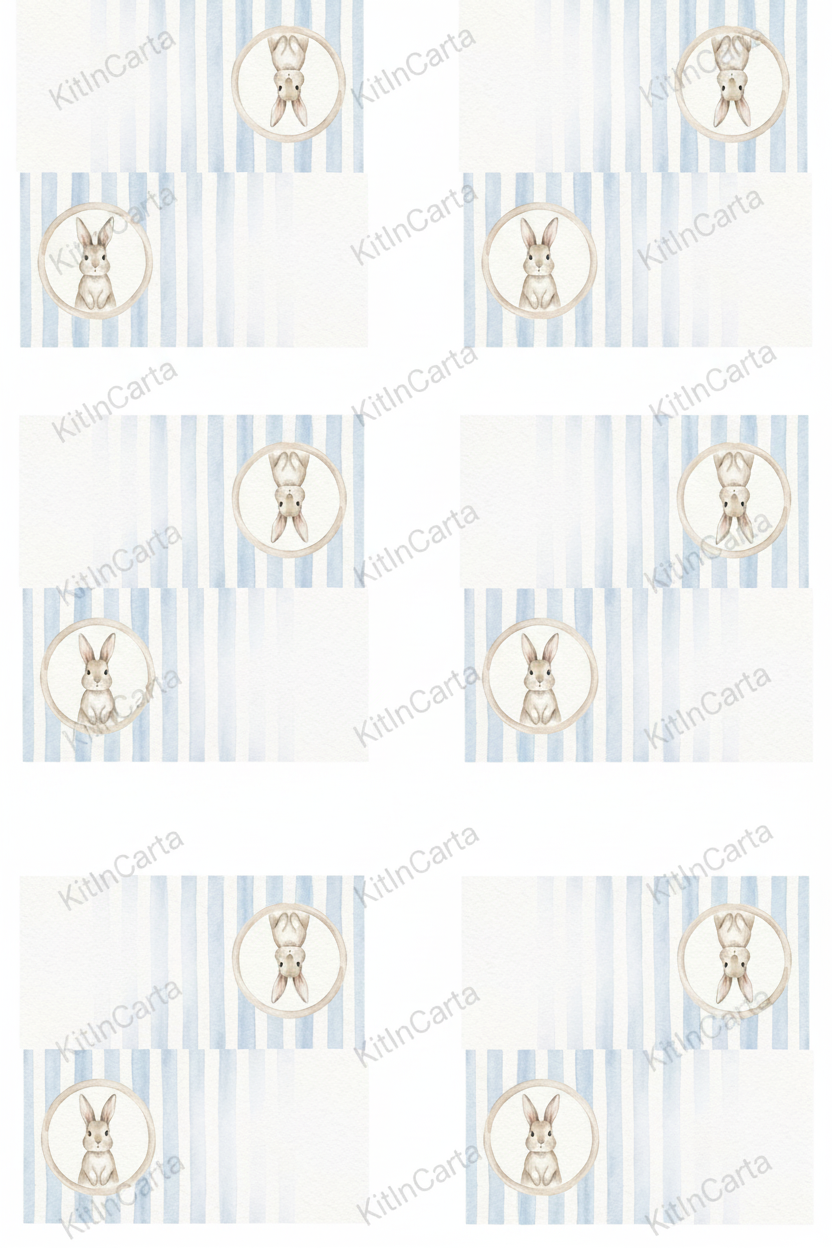 Cartoncini segnaposto coniglietto azzurro formato A4 con filigrana KitInCarta