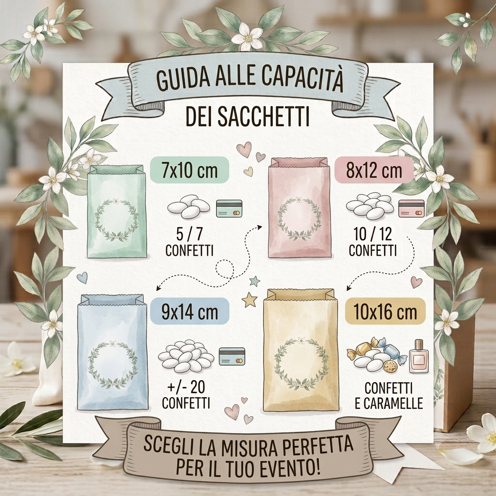 50 Sacchetti personalizzati in carta kraft confettata matrimonio
