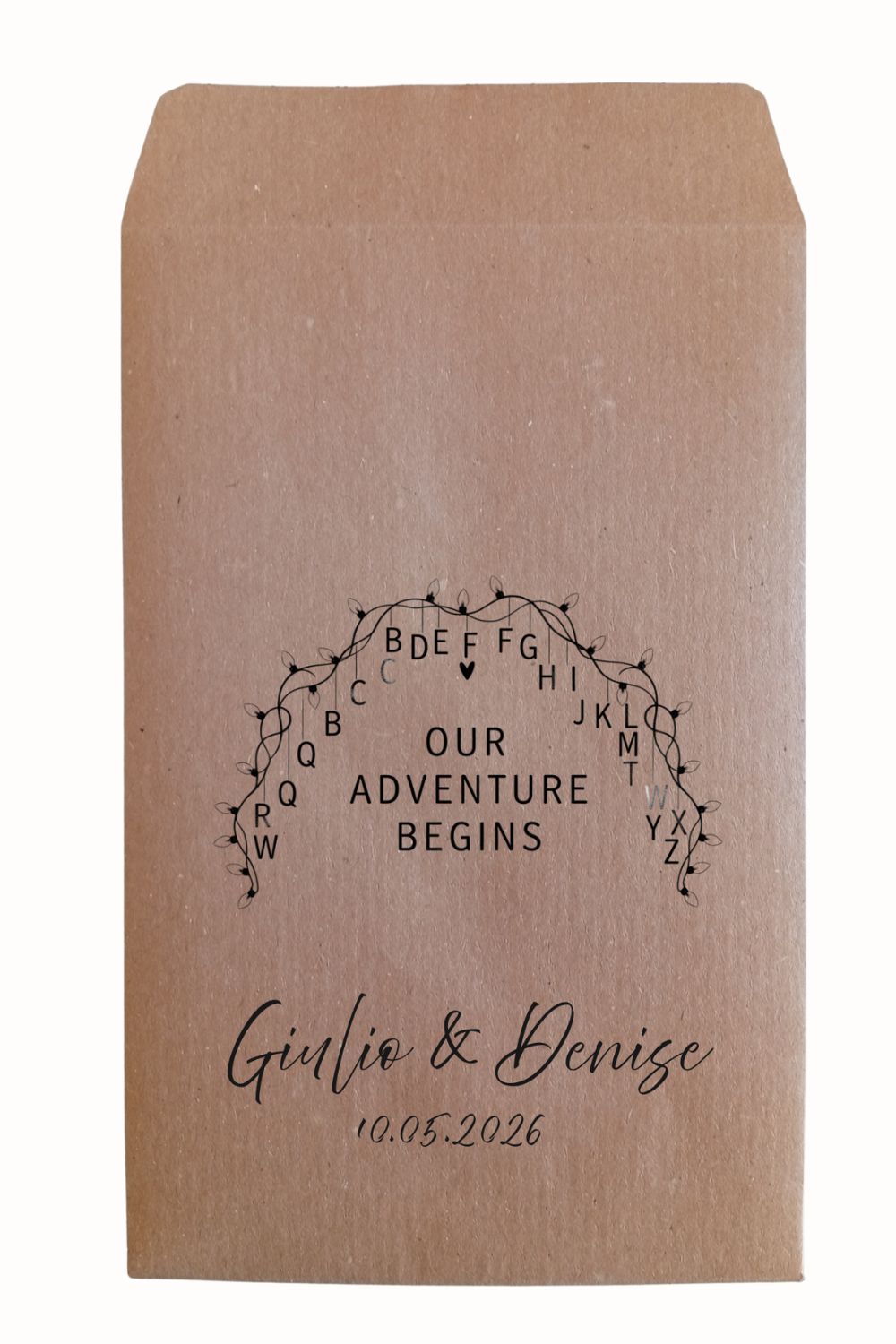 Personalized Kraft Paper Wedding Favor Bags - 50 Pieces
