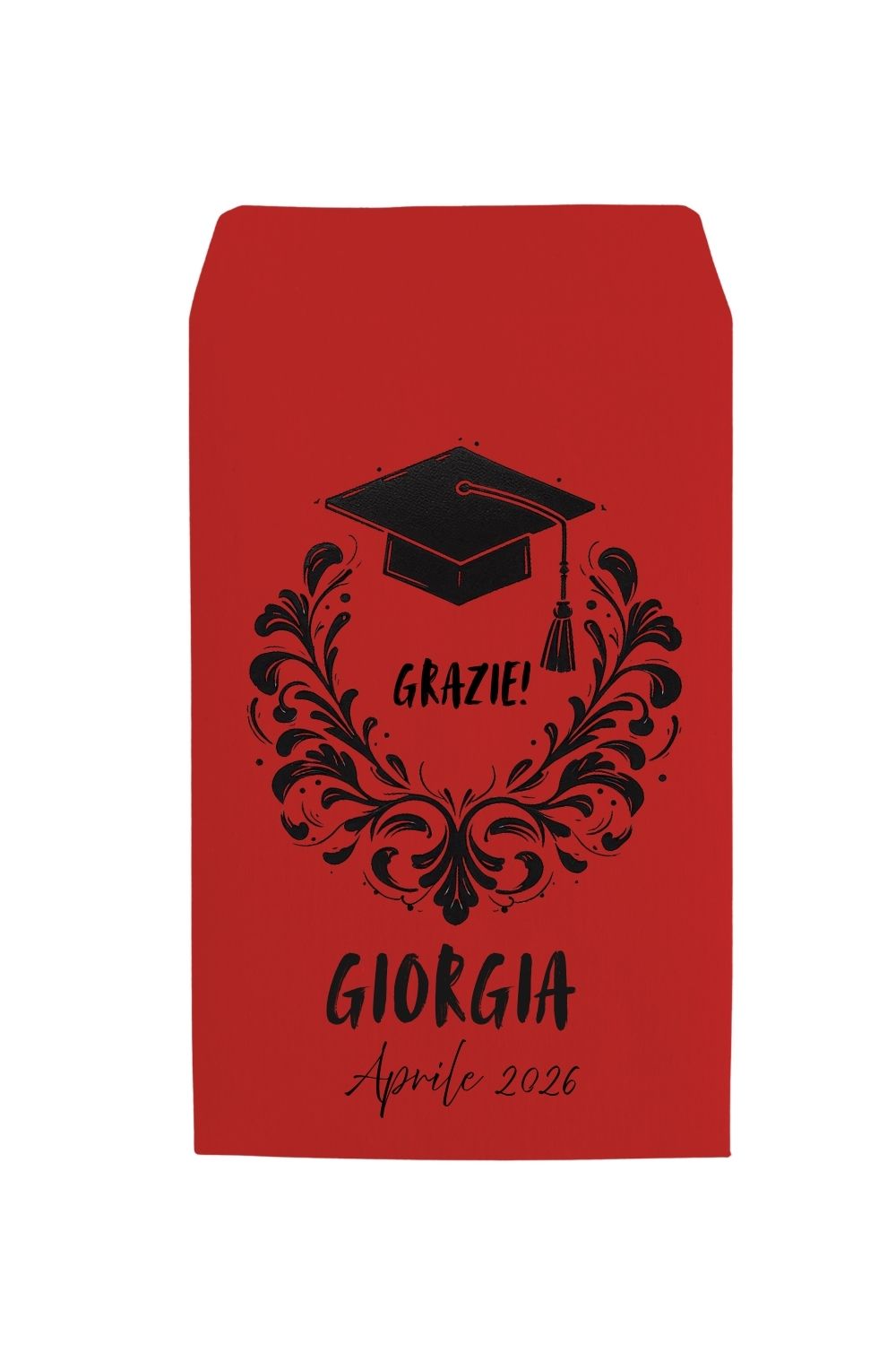 Sacchetto bomboniera laurea rosso personalizzato in carta kraft  - confezione 50 pezzi artigianale