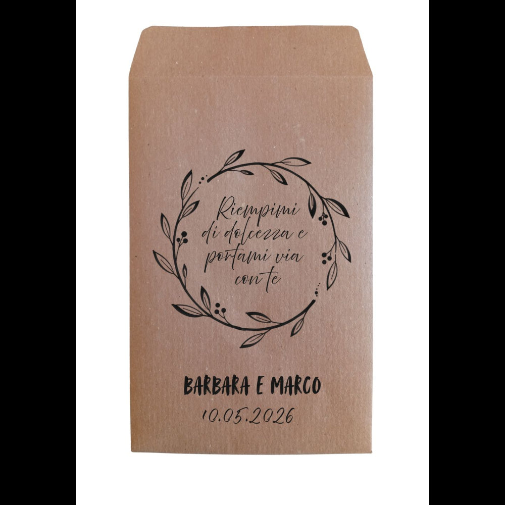 Personalized Kraft Paper Wedding Favor Bags - 50 Pieces