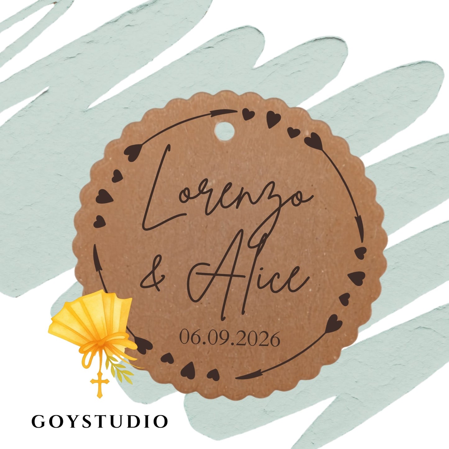 Tag chiudipacco kraft rustico boho chic per festa di matrimonio