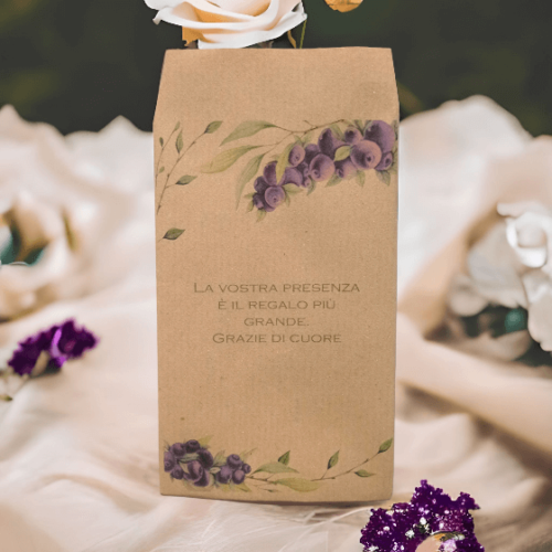 Sacchetto kraft con stampa personalizzata per eventi e matrimoni