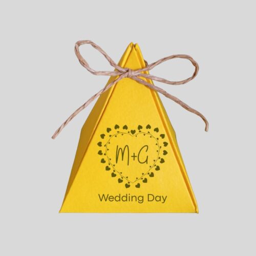 Scatolina Wedding Day Giallo Intenso – Portaconfetti Personalizzato Matrimonio