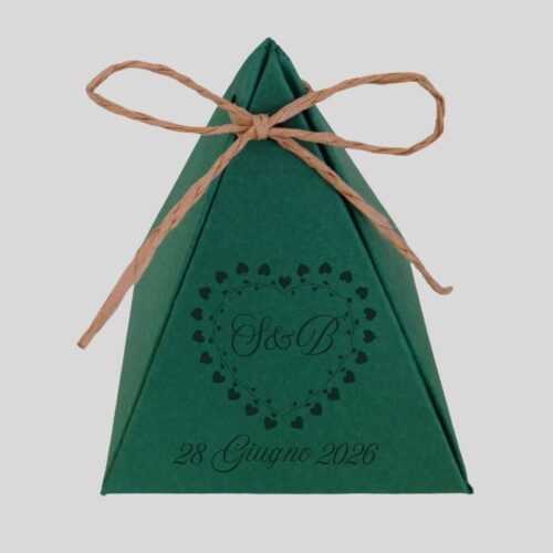 scatolina per confetti verde scuro personalizzata