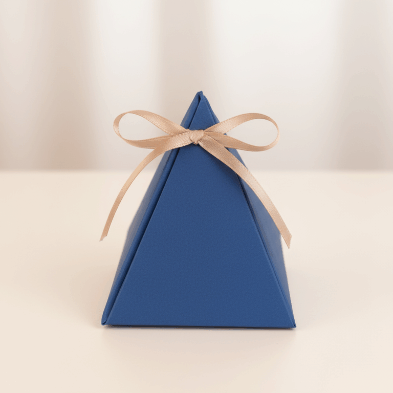 scatolina portaconfetti blu con nastrino avorio