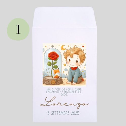 Sacchetti carta Piccolo Principe rosa pianeta battesimo