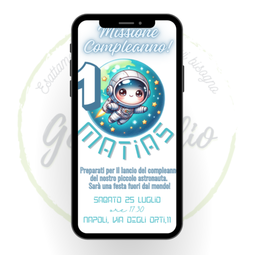 invito digitale con un piccolo astronauta