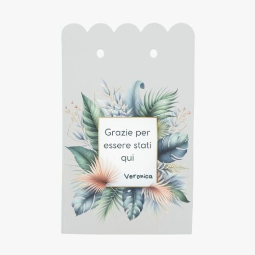 scatolina portaconfetti tropicale con frase e nome