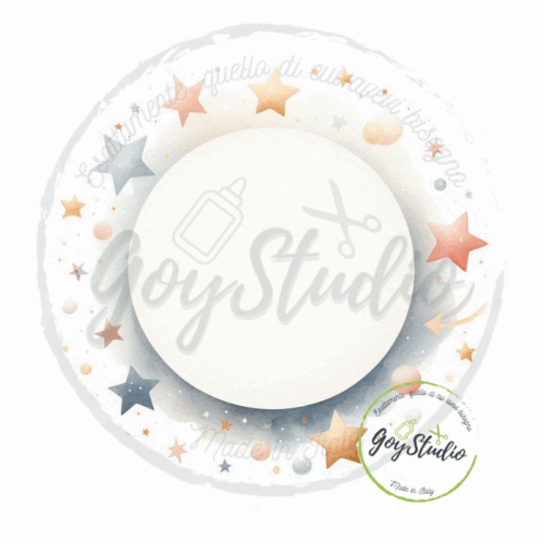 Grafica digitale spaziale con stelle pianeti e galassie acquerello per feste bambini - GoyStudio