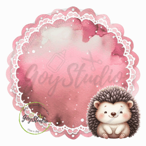 riccio rosa bambina grafica clipart digitale dolce femminile cornice decorativa bianca