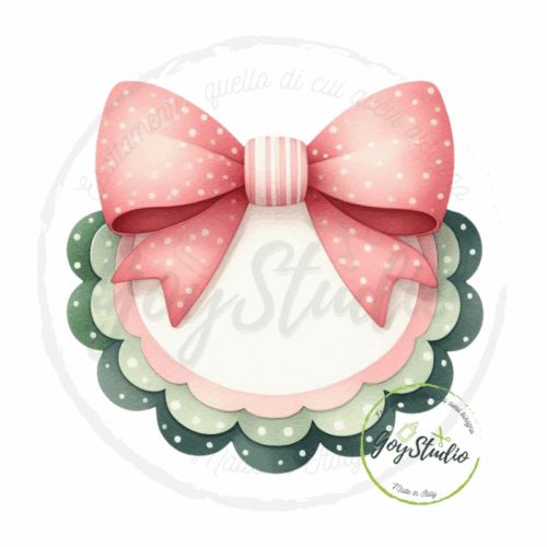 clipart fiocco rosa verde bambina grafica scalloped italiana pois bordi smerlati